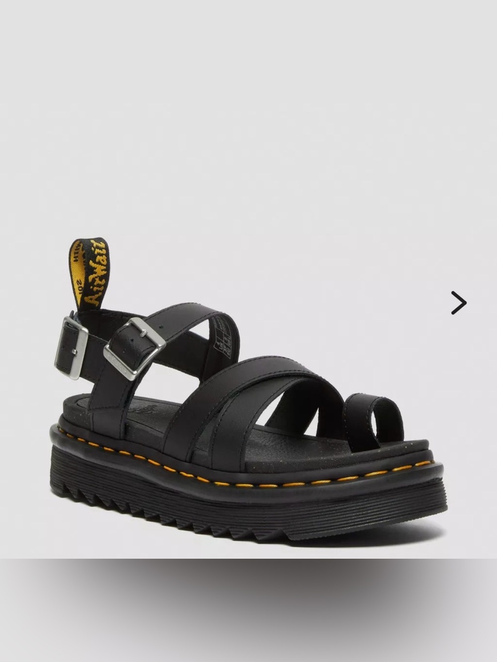 Dr. Martens Black Avery Hydro Leather Platform Sandal